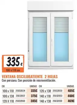 Obramat ventana oscilobatiente 2 hojas oferta