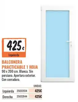 Obramat Balconera practicable 1 hoja oferta