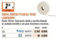 Obramat placo cinta juntas placas yeso laminado oferta