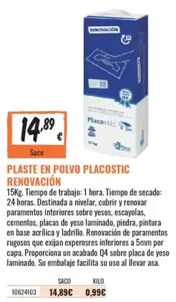 Obramat Placostic plaste en polvo renovación oferta