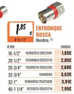 Obramat entronque rosca hembra oferta