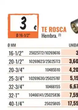 Obramat Te Rosca Hembra oferta