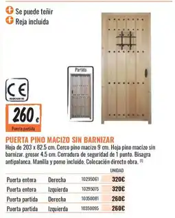 Obramat Puerta pino macizo sin barnizar oferta
