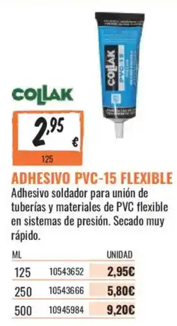 Obramat Collak adhesivo pvc-15 flexible oferta