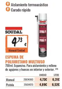 Obramat Soudal espuma de poliuretano multiuso oferta