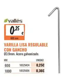 Obramat valles varilla lisa regulable con gancho oferta