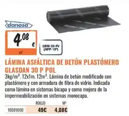 Obramat danosa lámina asfáltica de betún plastómero glasdan 30 p pol oferta