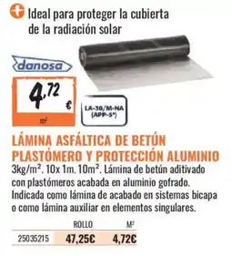 Obramat Danosa lámina asfáltica de betún plastómero y protección aluminio oferta