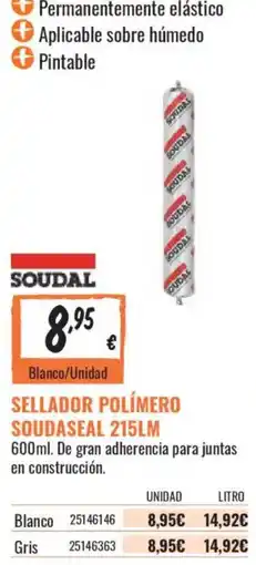 Obramat Soudal sellador polímero soudaseal 215lm oferta