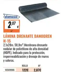 Obramat Danosa lámina drenante danodren h-15 oferta