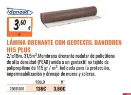 Obramat danosa lámina drenante con geotextil danodren h15 plus oferta