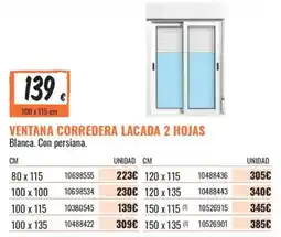 Obramat ventana corredera lacada 2 hojas oferta