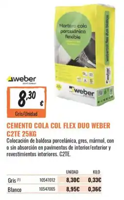 Obramat weber cemento cola col flex duo oferta