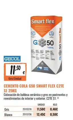 Obramat Gecol cemento cola g50 smart flex c2te s1 oferta