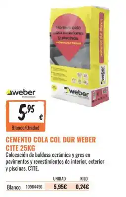Obramat weber cemento cola col dur oferta