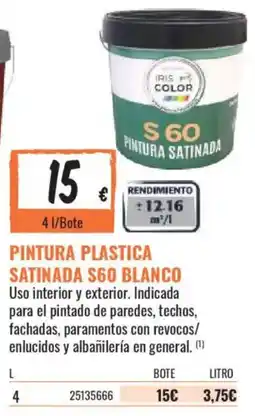 Obramat Iris Color pintura plastica satinada s60 blanco oferta