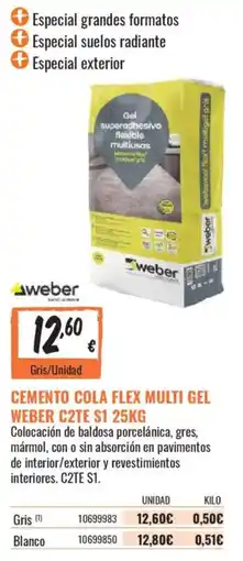 Obramat weber cemento cola flex multi gel oferta
