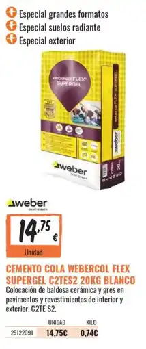 Obramat Webercol flex supergel c2tes2 oferta