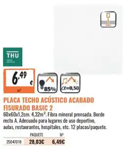 Obramat Thu placa techo acústico acabado fisurado basic 2 oferta