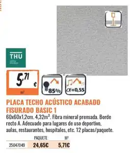 Obramat Thu placa techo acústico acabado fisurado basic 1 oferta