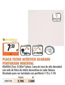 Obramat ecophon placa techo acústico acabado perforado minerval oferta