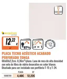 Obramat ecophon placa techo acústico acabado perforado tonga oferta