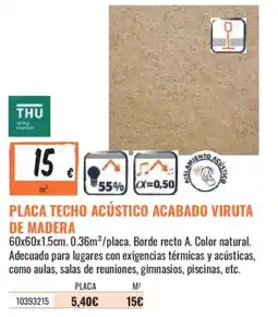 Obramat Thu placa techo acústico acabado viruta de madera oferta
