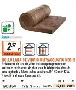 Obramat Knauf insulation rollo lana de vidrio ultracoustic neo r oferta