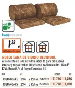 Obramat knauf insulation rollo lana de vidrio deciwool oferta