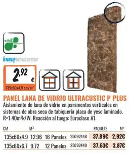 Obramat knauf insulation panel lana de vidrio ultracustic p plus oferta