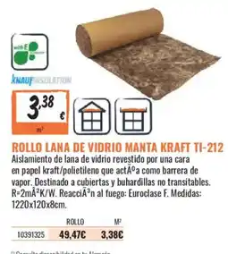 Obramat Rollo lana de vidro manta kraft TI-212 oferta