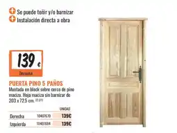 Obramat Puerta pino 5 paños oferta