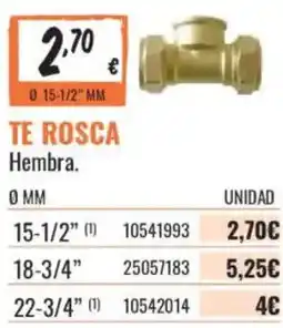 Obramat Te rosca hembra oferta