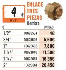 Obramat Enlace tres piezas hembra oferta