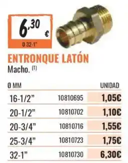 Obramat Entronque latón macho oferta