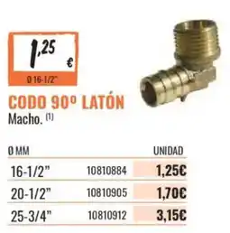Obramat Codo 90º latón oferta