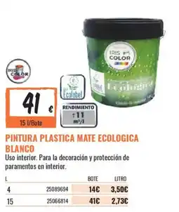 Obramat Iris Color pintura plastica mate ecologica blanco oferta