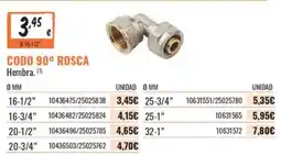 Obramat Codo 90º rosca hembra oferta