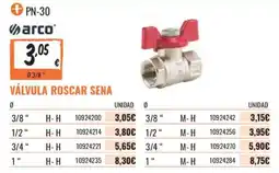 Obramat arco válvula roscar sena oferta