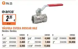 Obramat arco válvula esfera roscar nile oferta