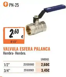 Obramat PN-25 valvula esfera palanca hembra-hembra oferta