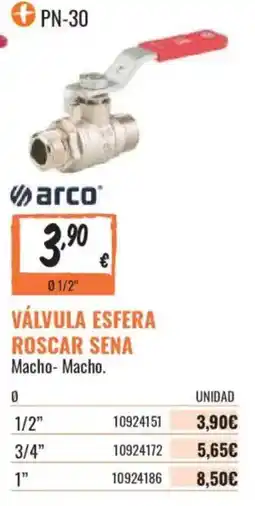 Obramat arco válvula esfera roscar sena macho- macho oferta