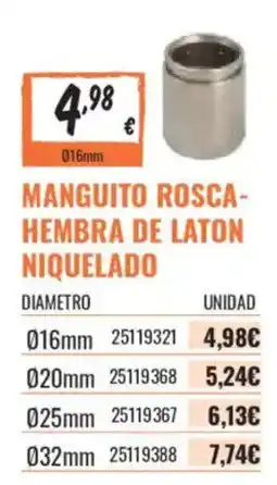 Obramat Manguito rosca-hembra de laton niquelado oferta