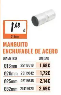 Obramat manguito enchufable de acero oferta