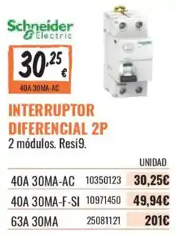 Obramat Schneider Electric interruptor diferencial 2p 2 módulos. Resi9. oferta