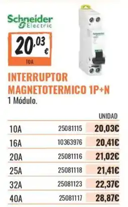 Obramat Schneider Electric interruptor magnetotermico 1p+n oferta