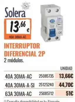 Obramat Solera interruptor diferencial 2p oferta