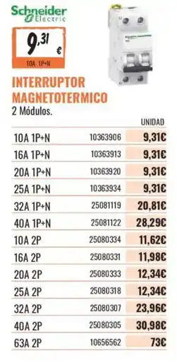 Obramat Schneider interruptor magnetotermico oferta