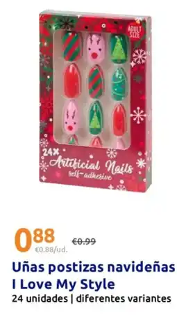 Action I Love My Style Uñas postizas navideñas oferta