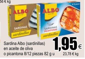 FROIZ Sardina Albo (sardinillas) en aceite de oliva o picantona 8/12 piezas 82 g u oferta